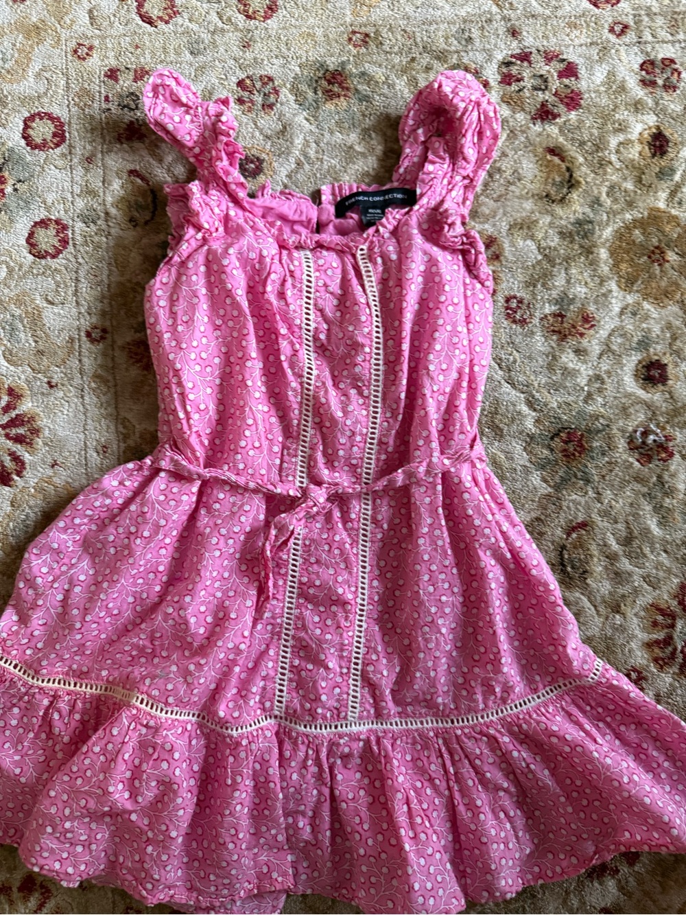 French Connection Pink Ruffle Strap Sundress for Girls - Picture 3 of 4